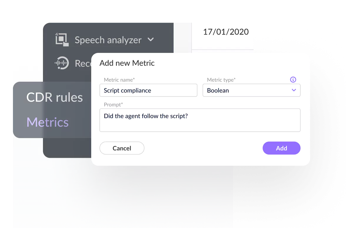 AI call summary metric setup