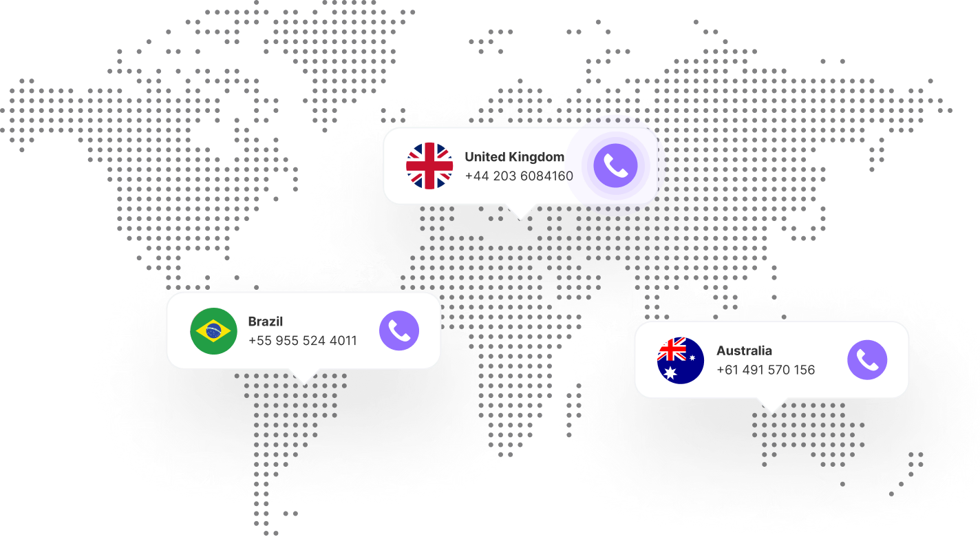 Global local caller ID feature on AI auto dialer for real estate agents.