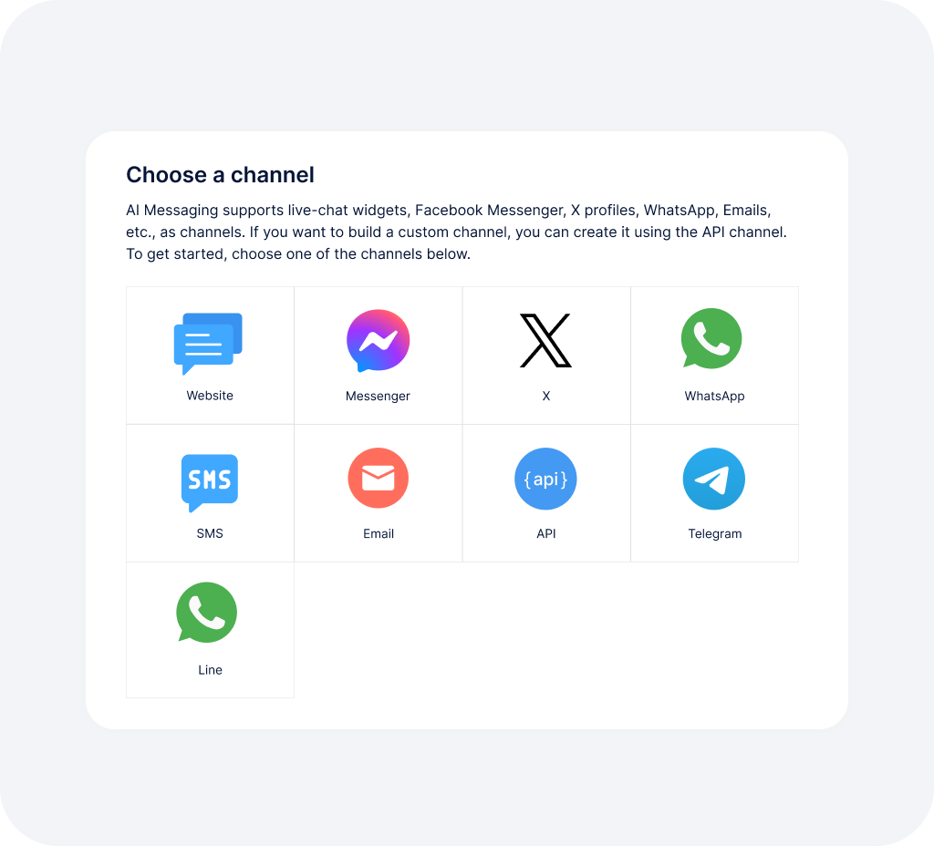 Channel selection interface for omnichannel contact center software integration.