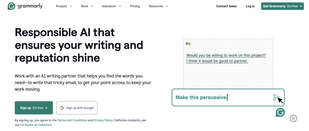 grammarly interface