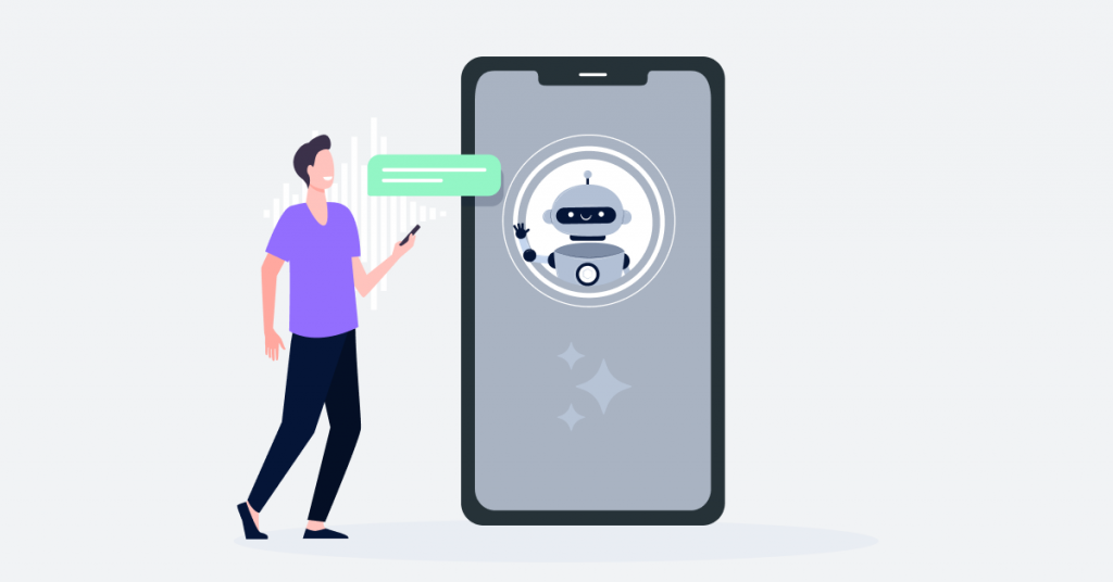 A customer interacting with a voice bot through a phone or smart speaker