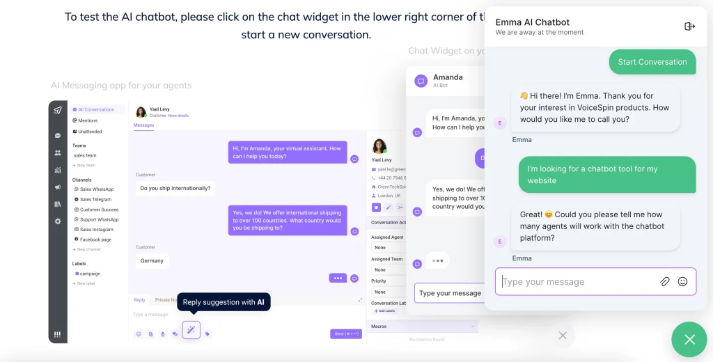 VoiceSpin's AI Chatbot demo