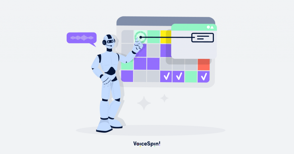 An AI voice bot interacting with a calendar system to book an appointment in real-time